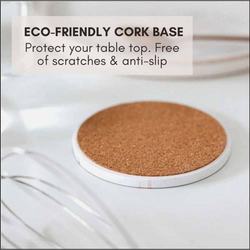 NIB Terrazzo Drink Absorbent Coasters with Holder Set of 6, Ceramic Coasters